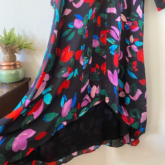 ✨ Parker Cora Silk Blend Multicolor Floral Print Long Sleeve Midi Dress ✨ - Picture 12 of 16